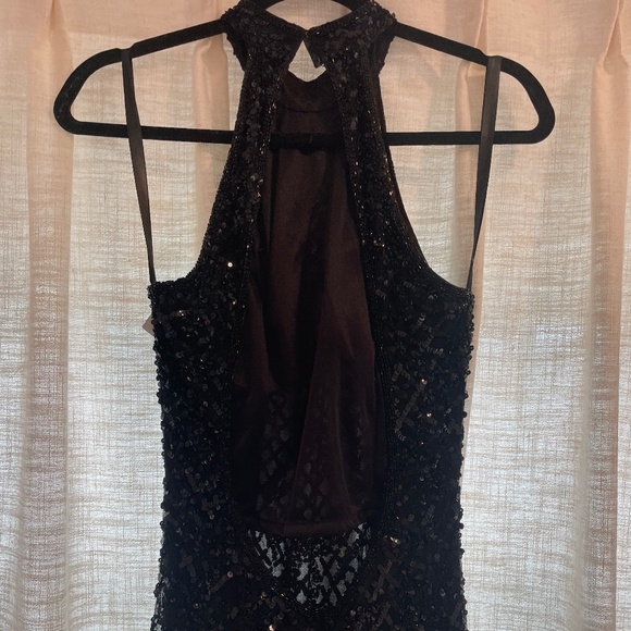 Mac Duggal 4112 Black Sequin Halter Open Back Dress - Picture 6 of 9